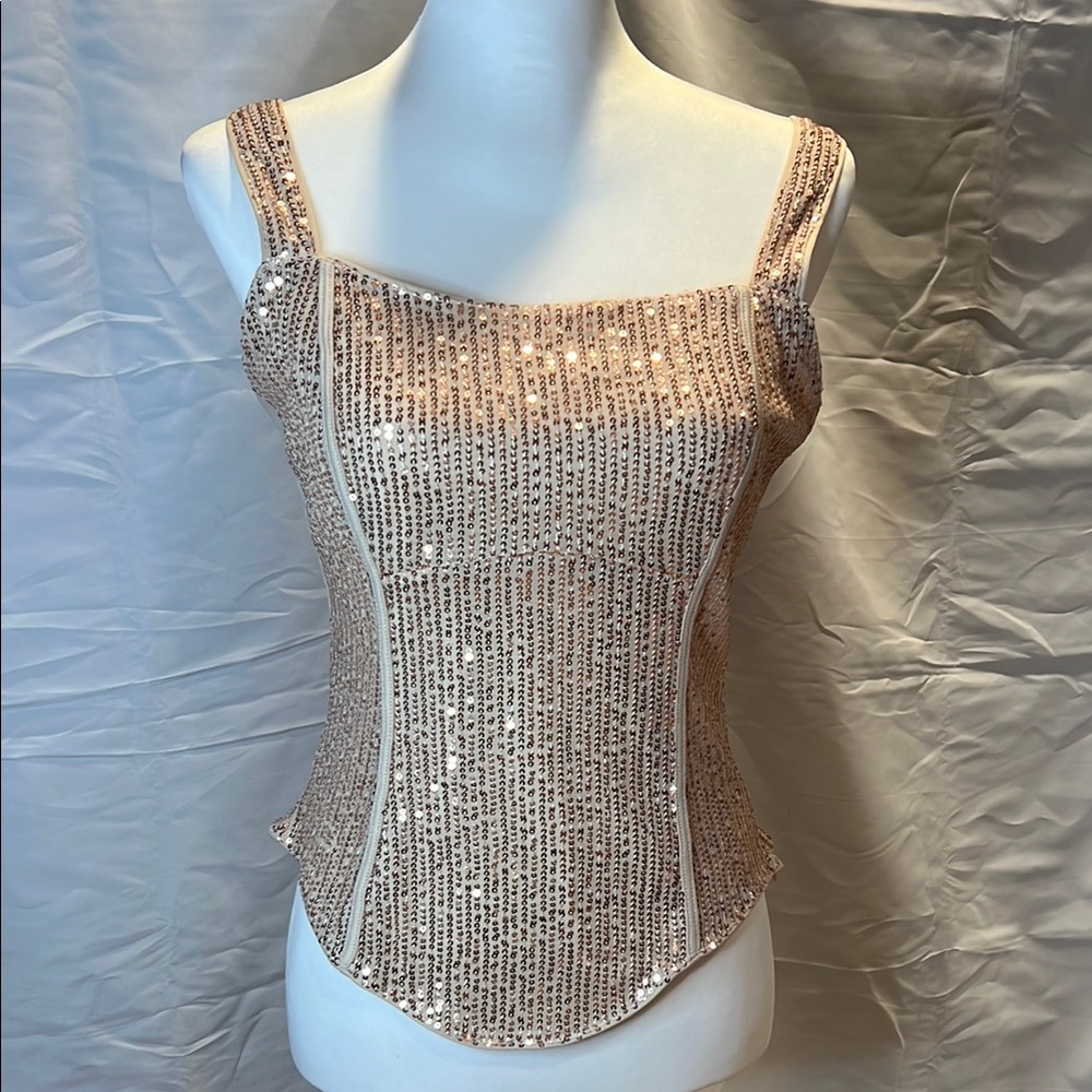 Cream Sequined Camisole Top